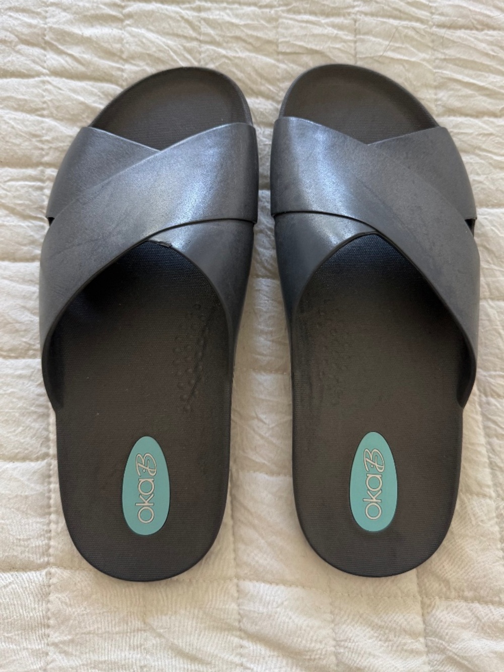 OKABASHI Black Slide Sandals (Size Small)